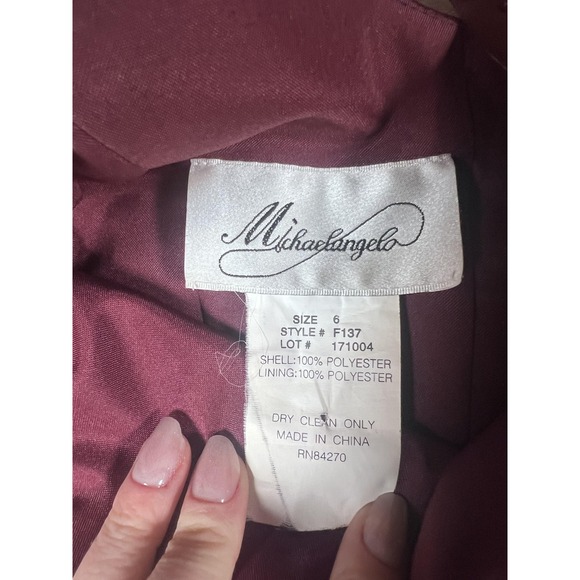 Michelangelo Dress Womens 6 Red‎ Beaded Satin Asymmetrical Hem Bridesmaid Corset - Picture 3 of 13